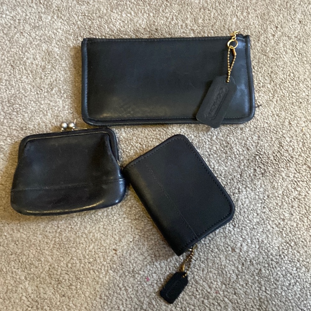 Vintage Coach bundle coin purse, small card case and flat long purse